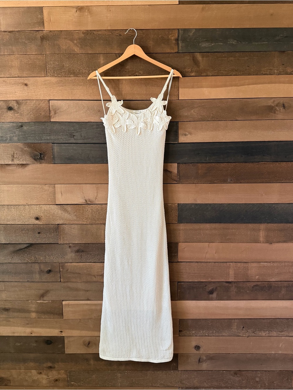 Freshman 1996 Crochet Flower Sweater Maxi Dress Cream Size Small - Picture 11 of 12